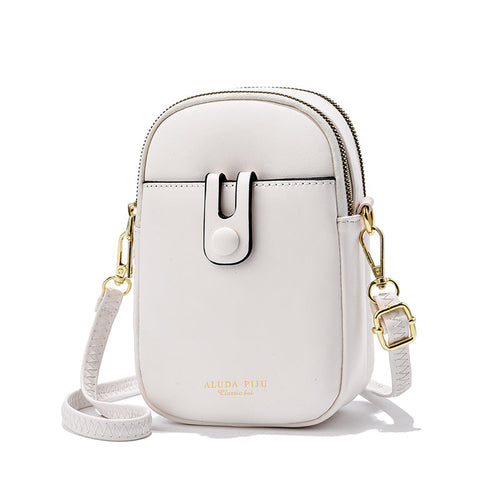 cell phone crossbody bag – f handles/straps: single pl | dropsona - neutral - close-up detail