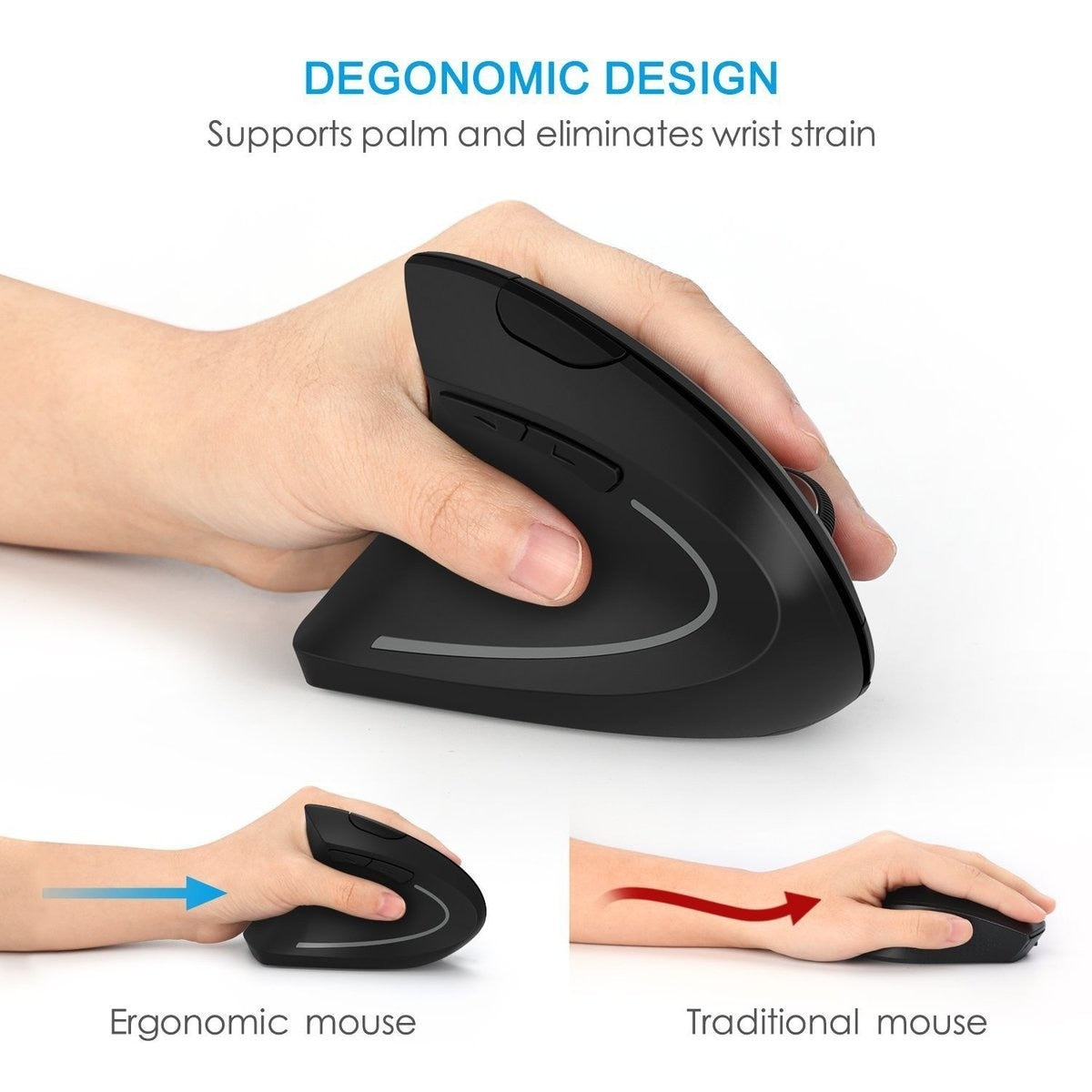 2.4g wireless ergonomic vertical mouse – ergonomically | dropsona - neutral - close-up detail