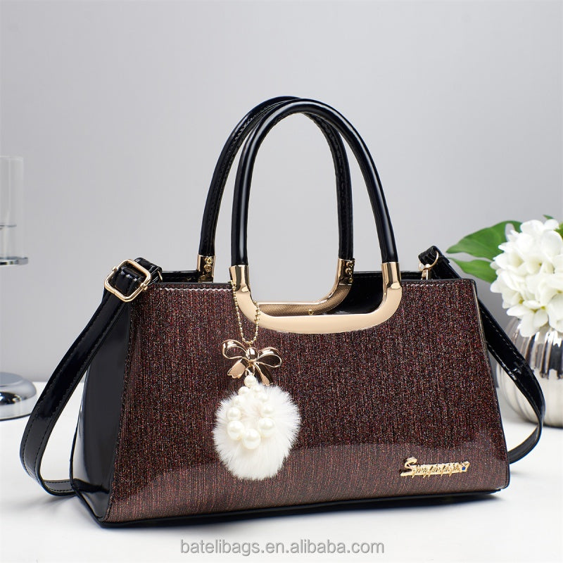 women's leather handbag – waterproof, fashion trend sh | dropsona - neutral - front view