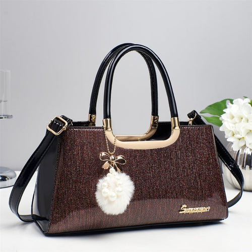 women's leather handbag – waterproof, fashion trend sh | dropsona - neutral - material texture