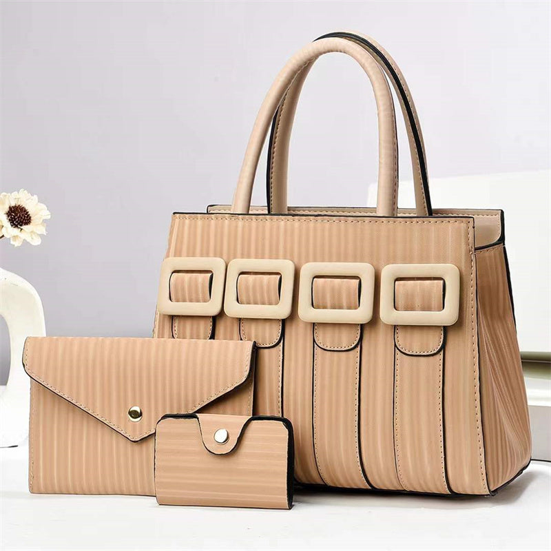 three-piece sets large capacity tote woman handbag – l | dropsona - neutral - everyday use