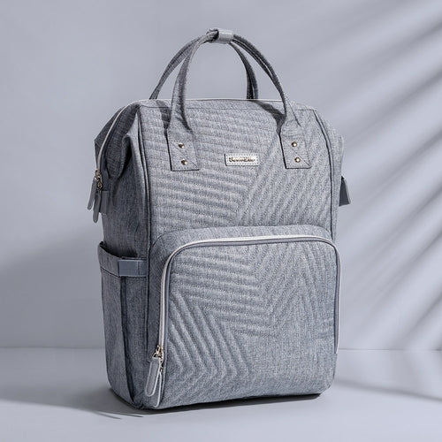 quilted diaper baby backpack – stylish &amp; handy, qu | dropsona - neutral - close-up detail