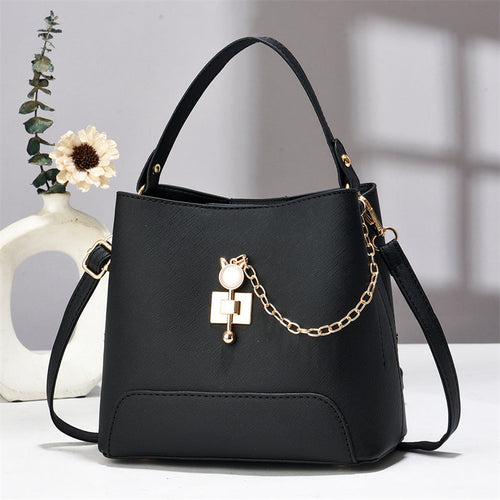 classy bucket bag - women pu leather shoulder ba | dropsona - neutral - close-up detail