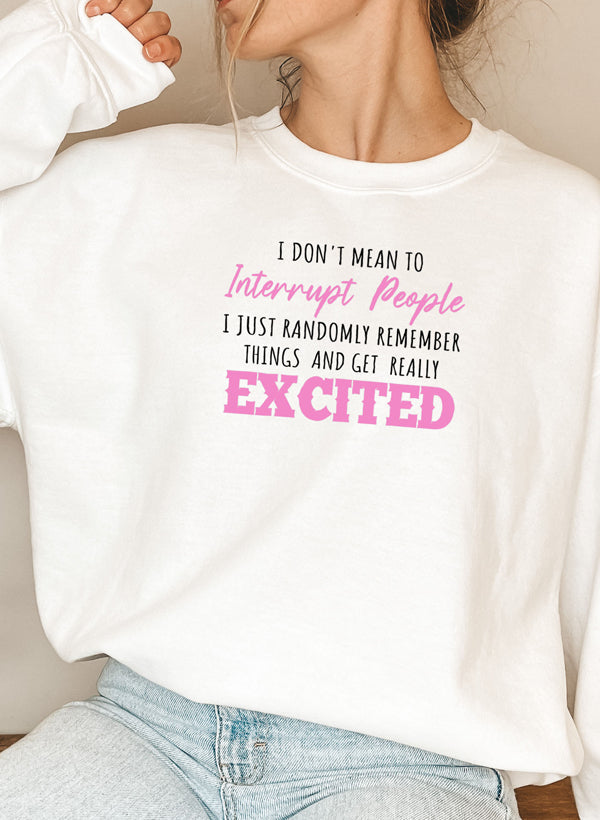 i dont mean to interrupt people excited sweat shirt | dropsona - neutral - everyday use