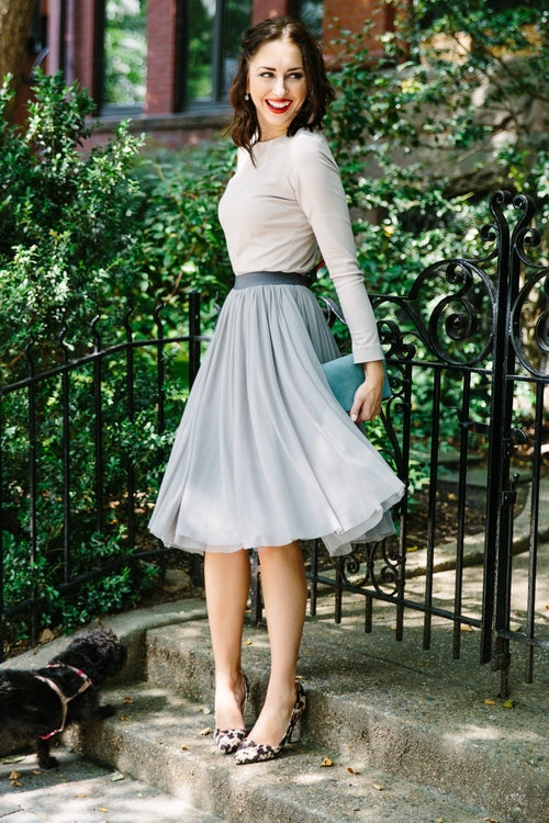 sweet pea skirt – float from the board room to bar | dropsona - neutral - close-up detail