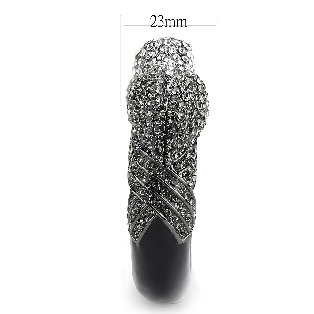 lo4333 - ruthenium brass bangle with top grade crystal | dropsona - neutral - material texture