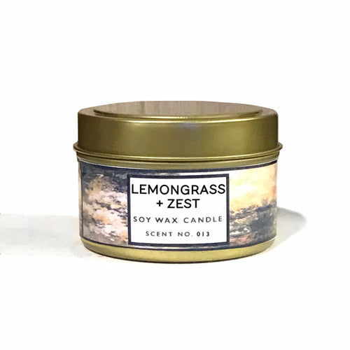 lemongrass + zest aromatherapy soy wax candle – lemong | dropsona - neutral - front view