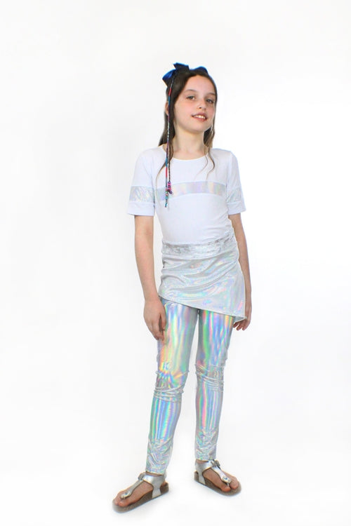 stella, bamboo jersey and holographic sequin top stell | dropsona - neutral - size reference