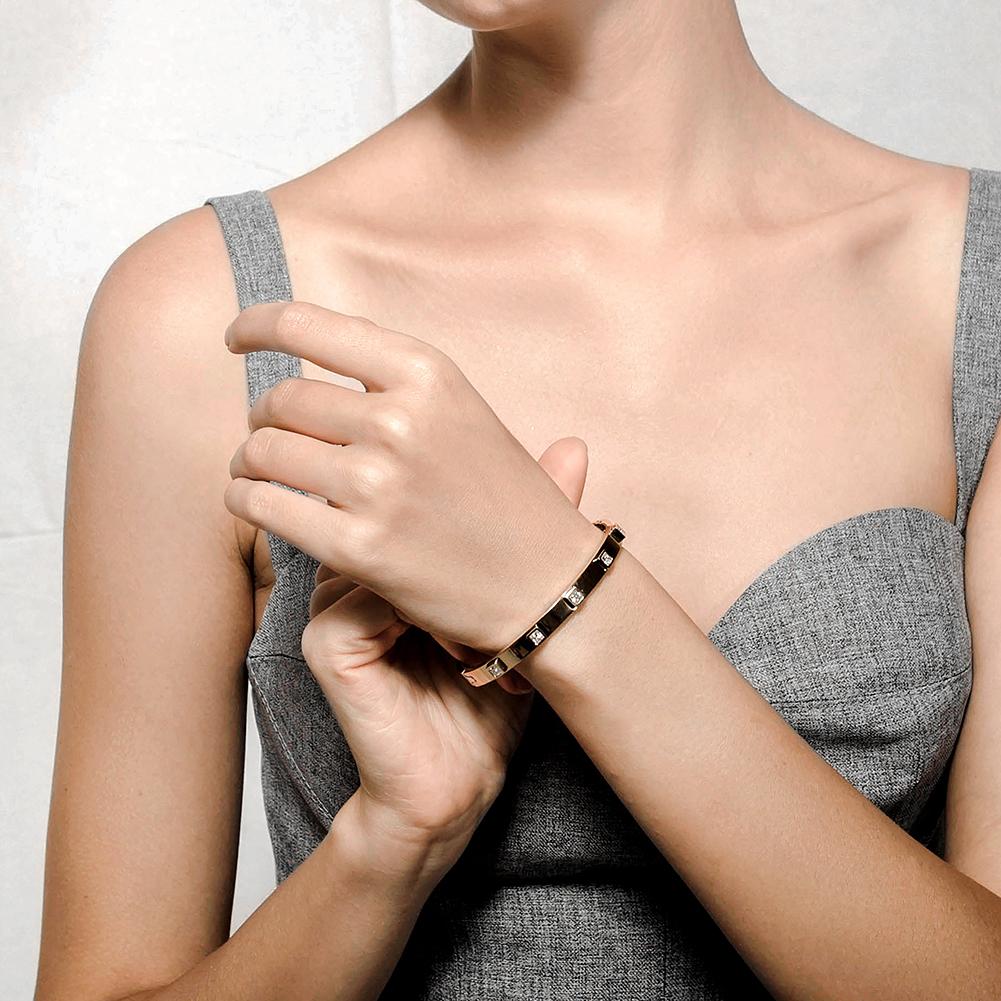 metal stone hinged bangle – all of our pieces are made | dropsona - neutral - close-up detail