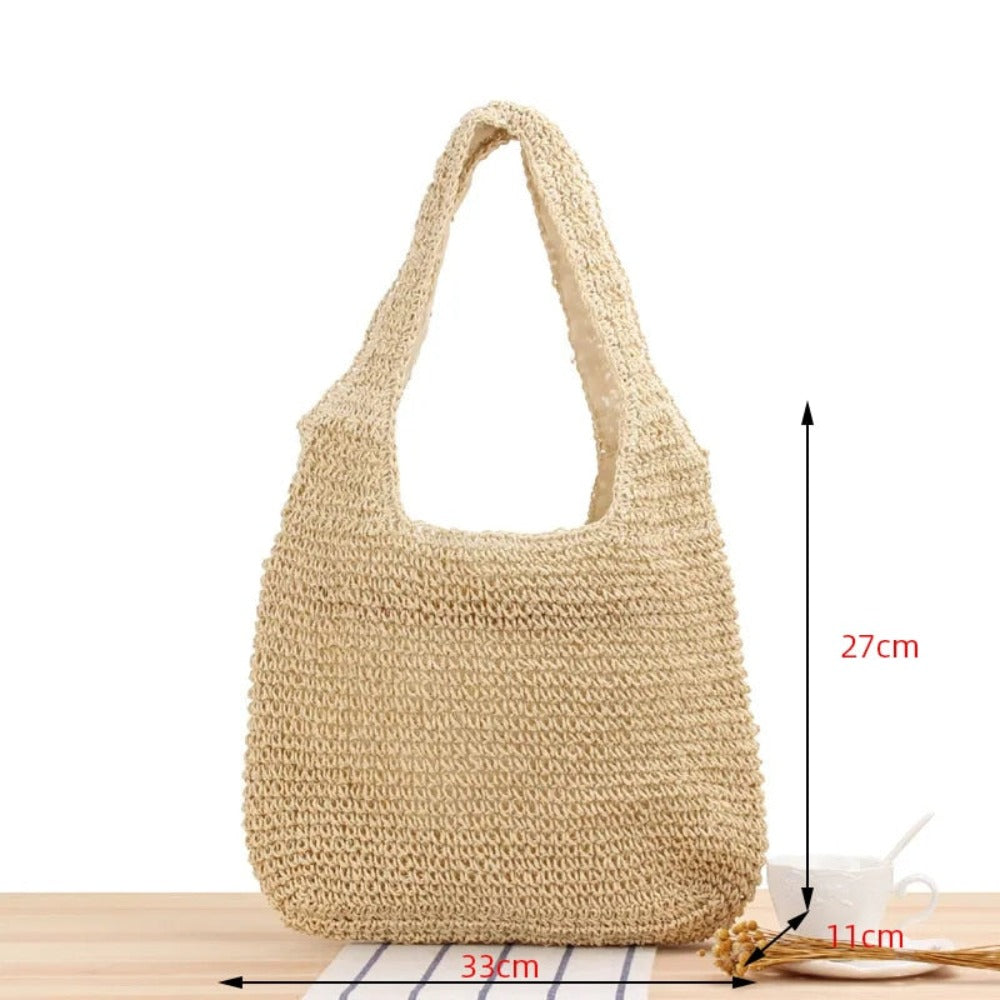 casual summer shoulder beach bag – prepare for the sum | dropsona - neutral - material texture