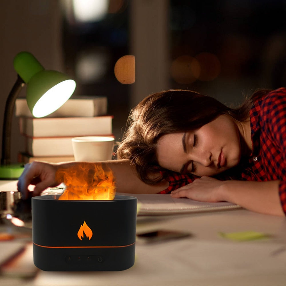 essential oil diffuser with flaming effect and timer | dropsona - neutral - material texture