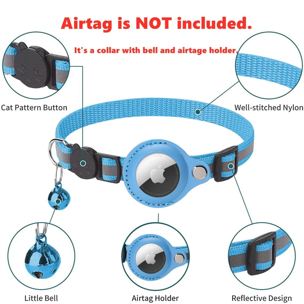 reflective airtag case collar for cats and dogs – keep | dropsona - neutral - close-up detail