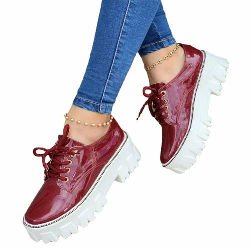 thick heel flat platform oxford women shoes pink/red/b | dropsona - neutral - packaging