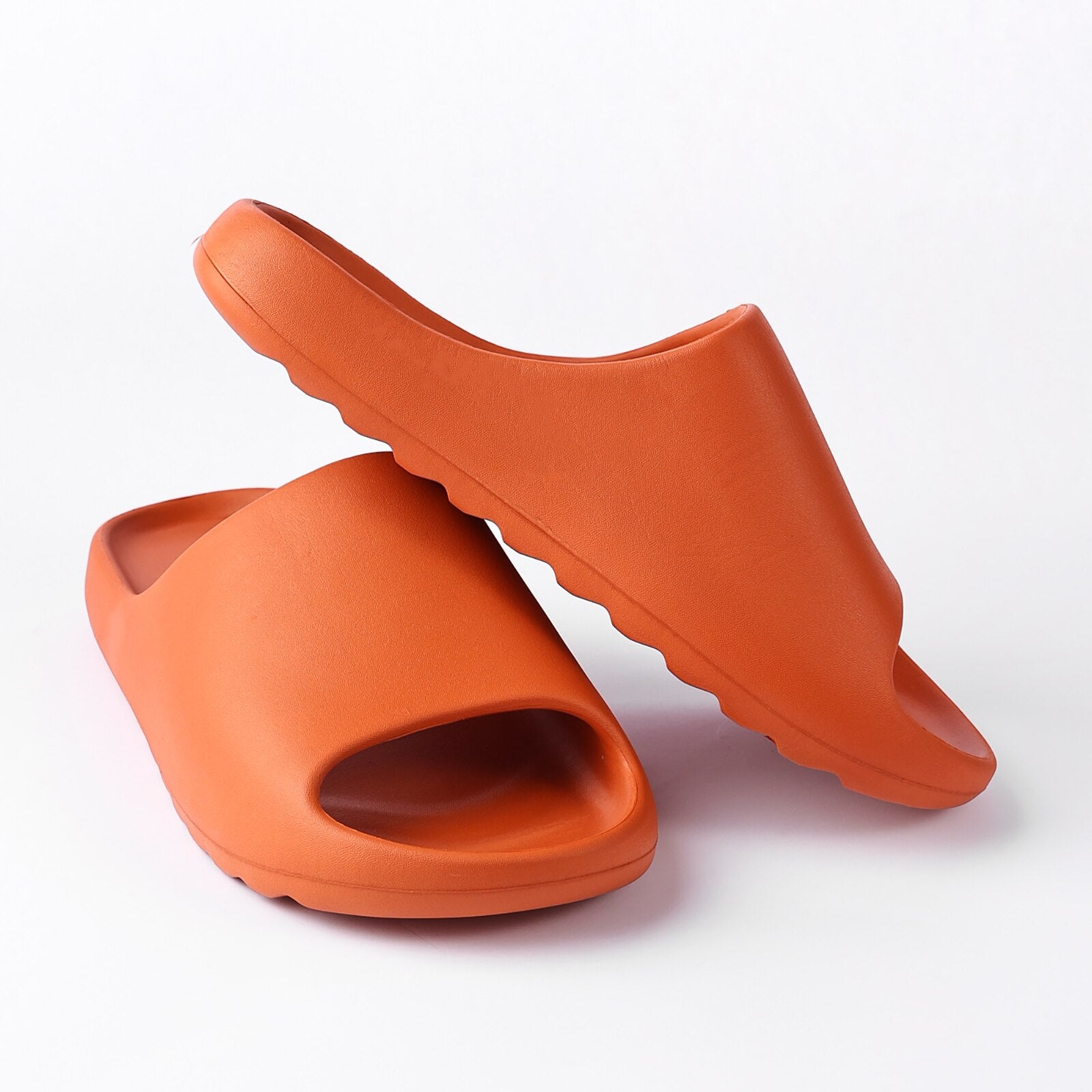 platform pillow slides for women - orange chunky showe | dropsona - neutral - everyday use
