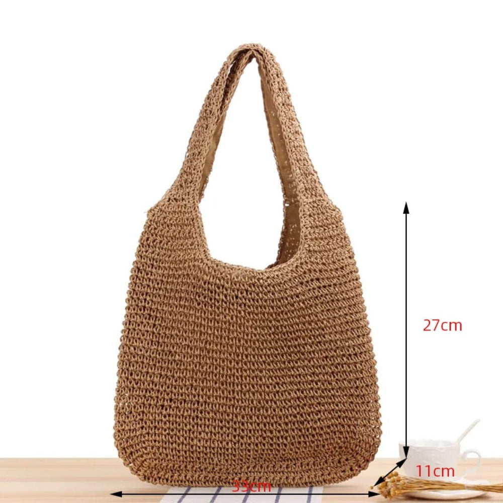 casual summer shoulder beach bag – prepare for the sum | dropsona - neutral - usage example