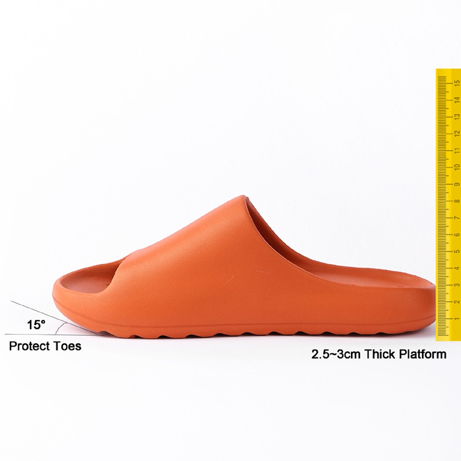 platform pillow slides for women - orange chunky showe | dropsona - neutral - size reference
