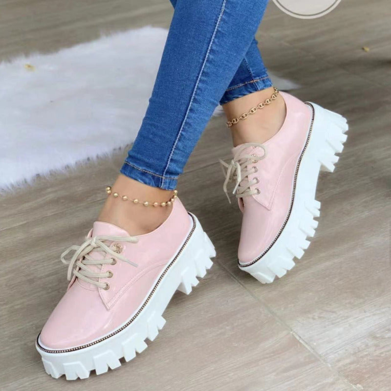 thick heel flat platform oxford women shoes pink/red/b | dropsona - neutral - everyday use
