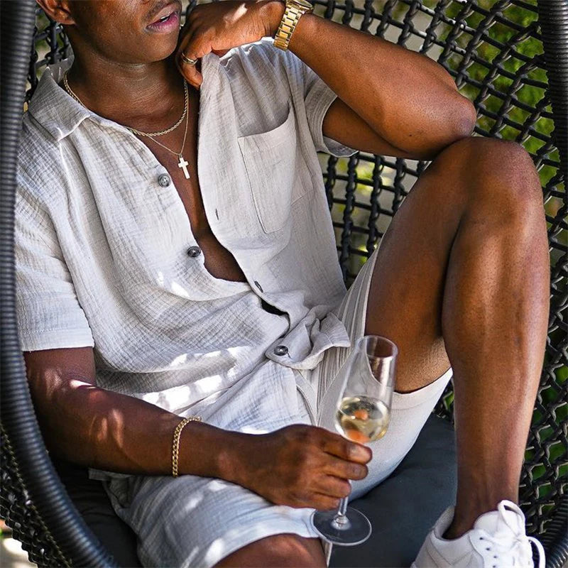 comfortable cool men beach shorts set – introducing se | dropsona - neutral - material texture
