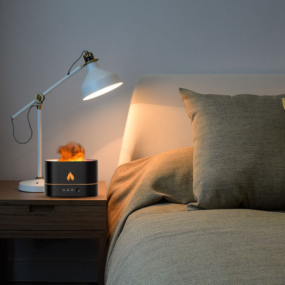essential oil diffuser with flaming effect and timer | dropsona - neutral - front view