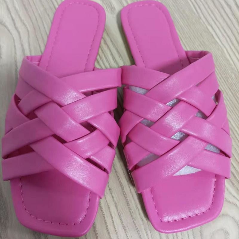 summer casual outdoor leather flat women slippers blue | dropsona - neutral - material texture