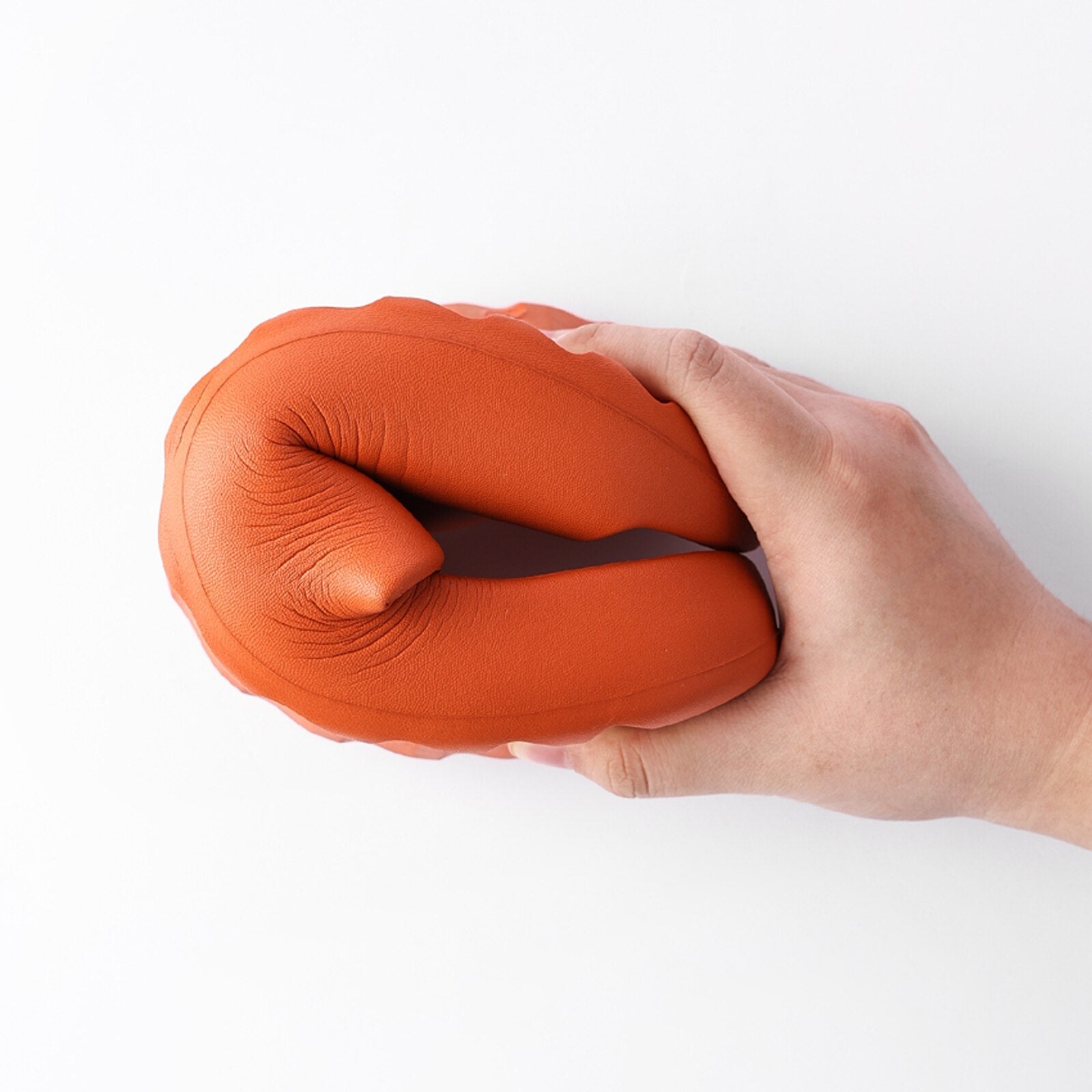 platform pillow slides for women - orange chunky showe | dropsona - neutral - material texture