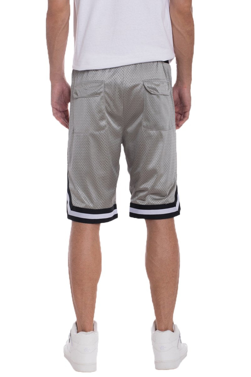 solid mesh basketball active shorts – baske | dropsona - neutral - close-up detail