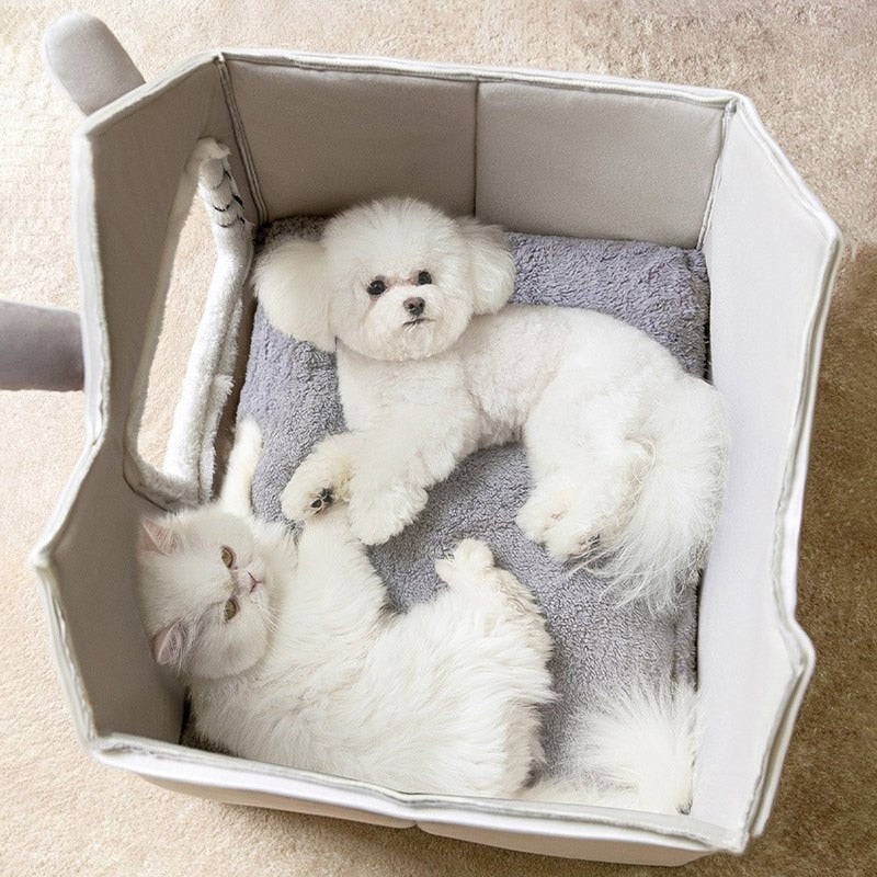 removable roof plush pet house – our f | dropsona - neutral - front view
