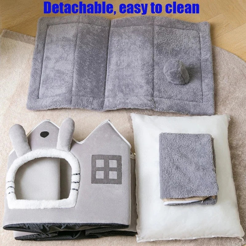 removable roof plush pet house – our f | dropsona - neutral - close-up detail