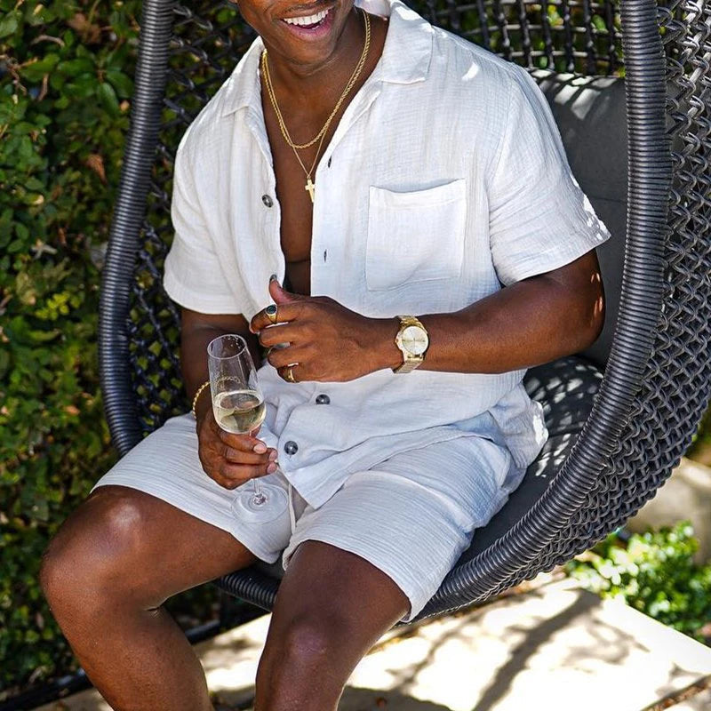 comfortable cool men beach shorts set – introducing se | dropsona - neutral - size reference