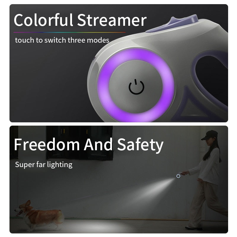 automatic retractable lighting dog leash – this | dropsona - neutral - front view
