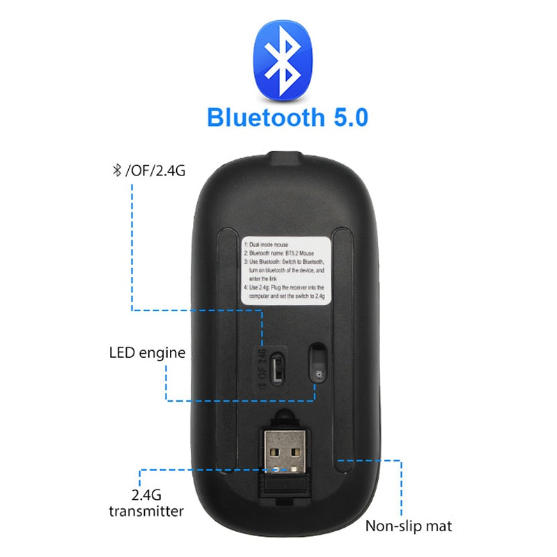 rgb wireless bluetooth mouse – this rechargeable w | dropsona - neutral - front view