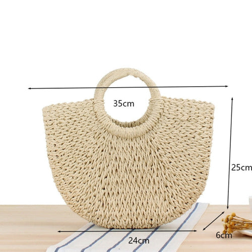 summer top handle semi circle straw bag – set yourself | dropsona - neutral - packaging