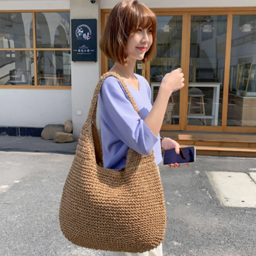 summer shoulder straw tote – make your even mor | dropsona - neutral - size reference