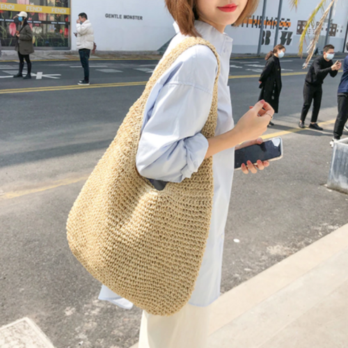 summer shoulder straw tote – make your even mor | dropsona - neutral - material texture