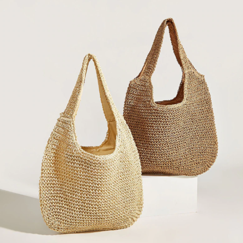 summer shoulder straw tote – make your even mor | dropsona - neutral - everyday use
