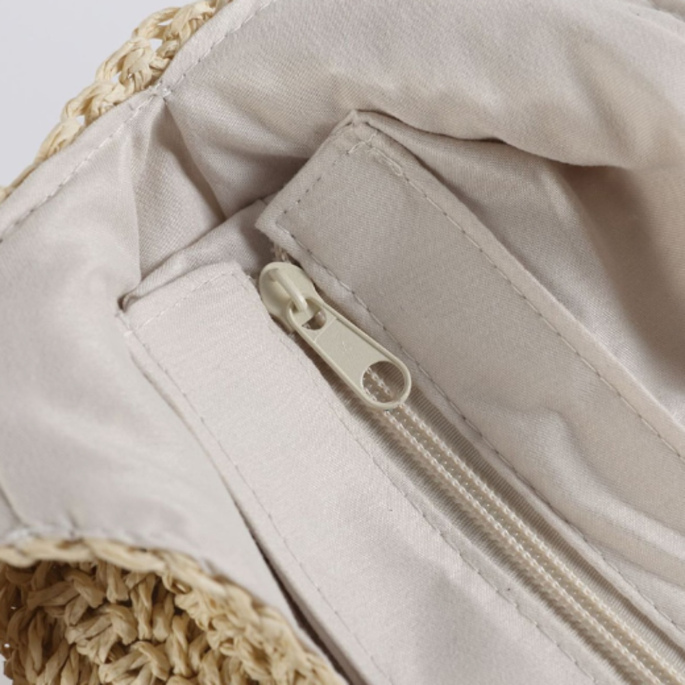 summer shoulder straw tote – make your even mor | dropsona - neutral - front view