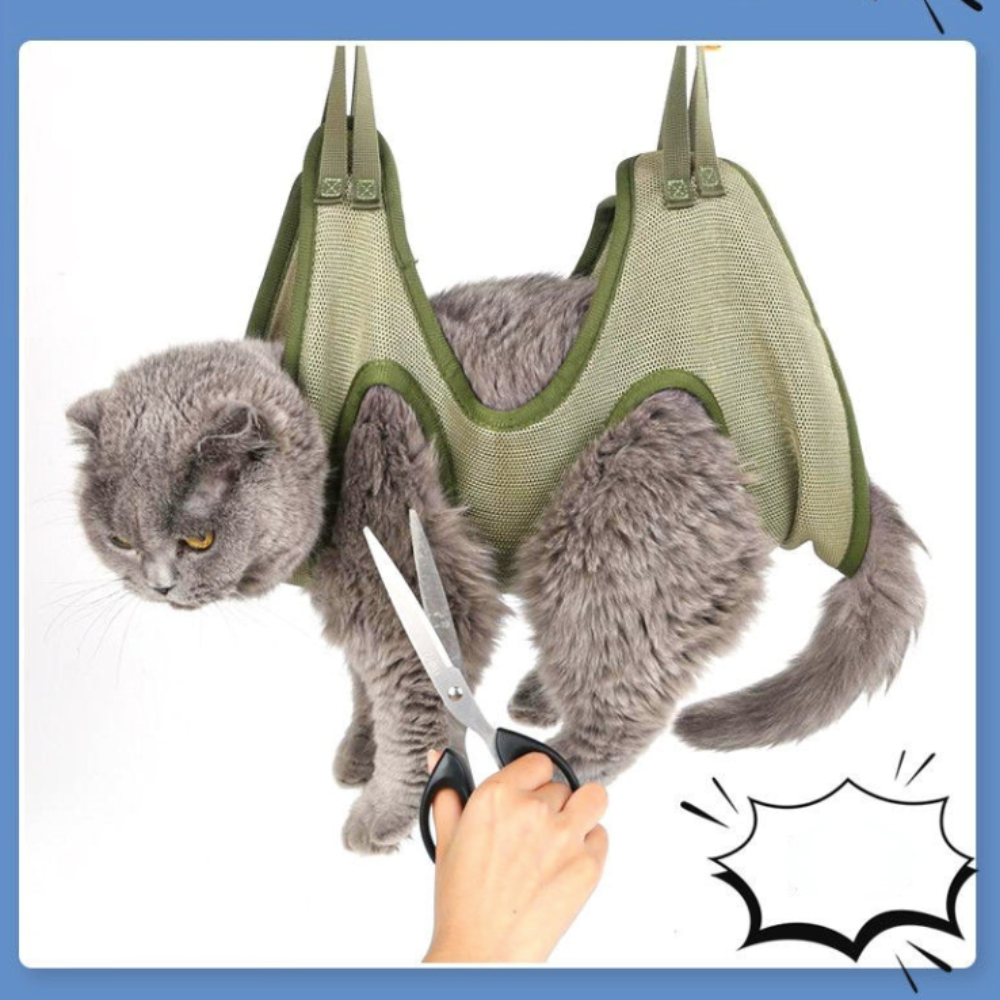 cat grooming restraint bag with hammock – breathable c | dropsona - neutral - everyday use
