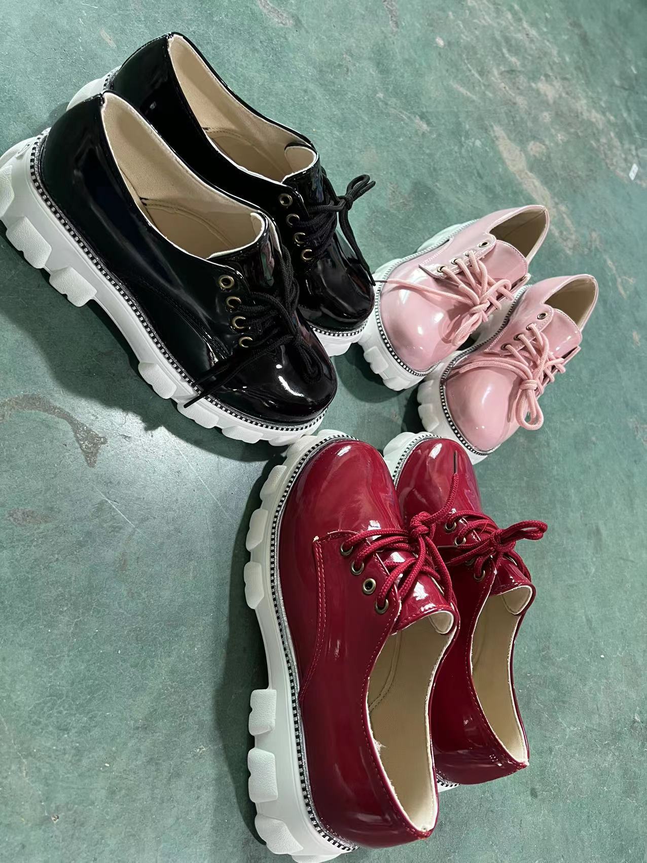 thick heel flat platform oxford women shoes pink/red/b | dropsona - neutral - material texture