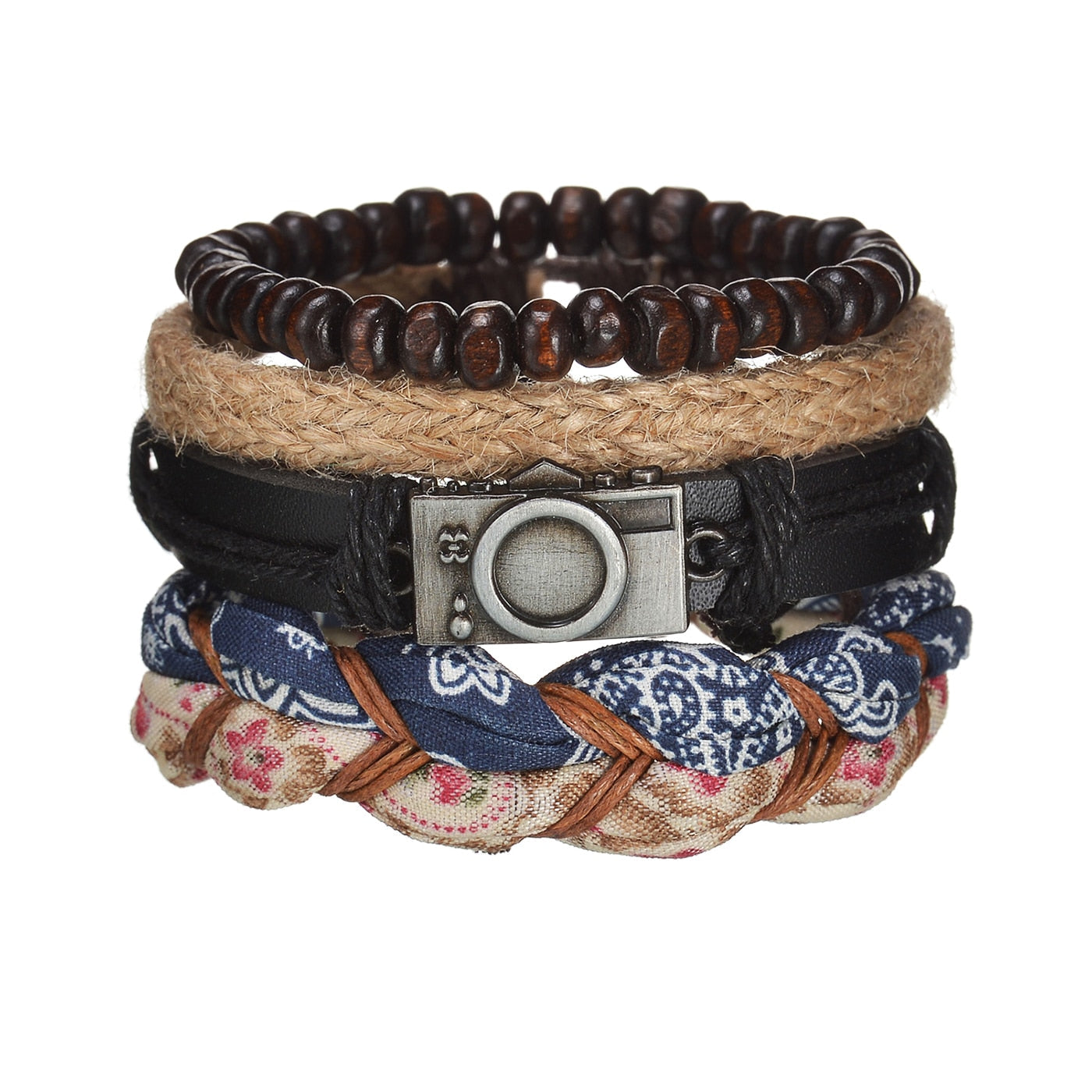 mens modern multilayered bracelet – this mod looking b | dropsona - neutral - close-up detail
