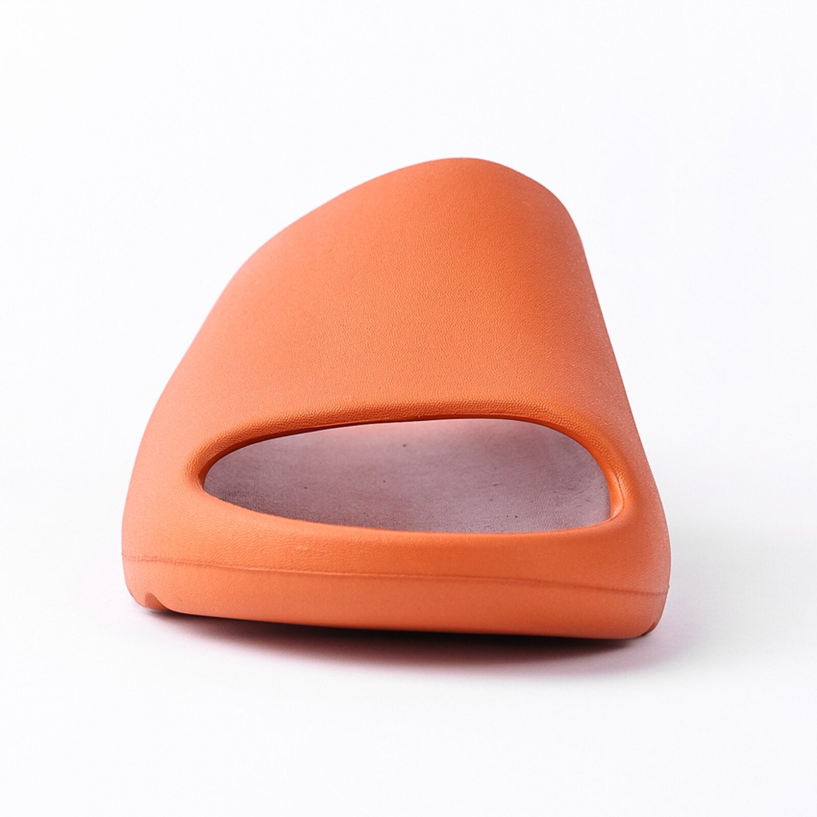 platform pillow slides for women - orange chunky showe | dropsona - neutral - close-up detail
