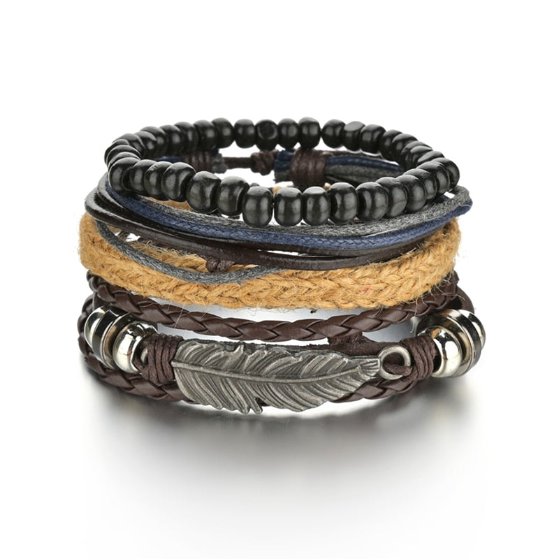 mens modern multilayered bracelet – this mod looking b | dropsona - neutral - close-up detail