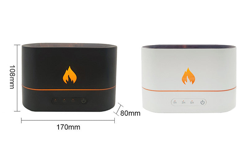 essential oil diffuser with flaming effect and timer | dropsona - neutral - size reference
