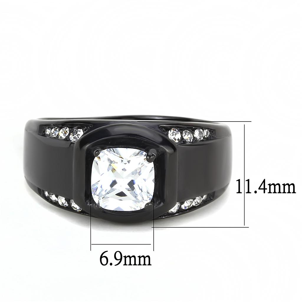 tk3467 - ip black(ion plating) stainless steel ring wi | dropsona - neutral - front view