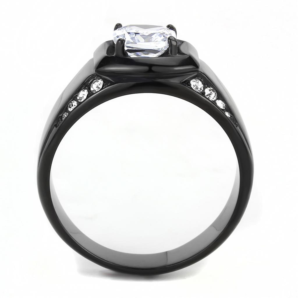 tk3467 - ip black(ion plating) stainless steel ring wi | dropsona - neutral - close-up detail
