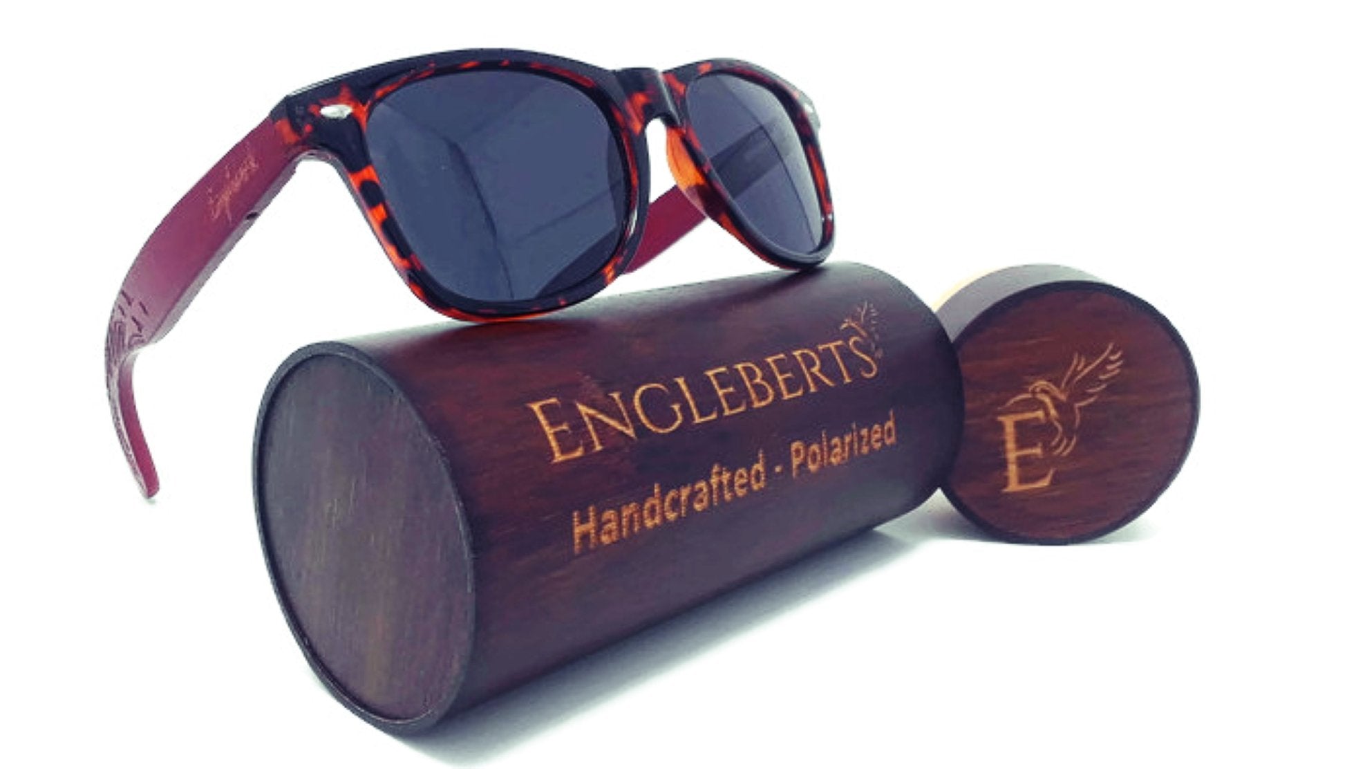red bamboo tortoise framed sunglasses with wood case, | dropsona - neutral - packaging