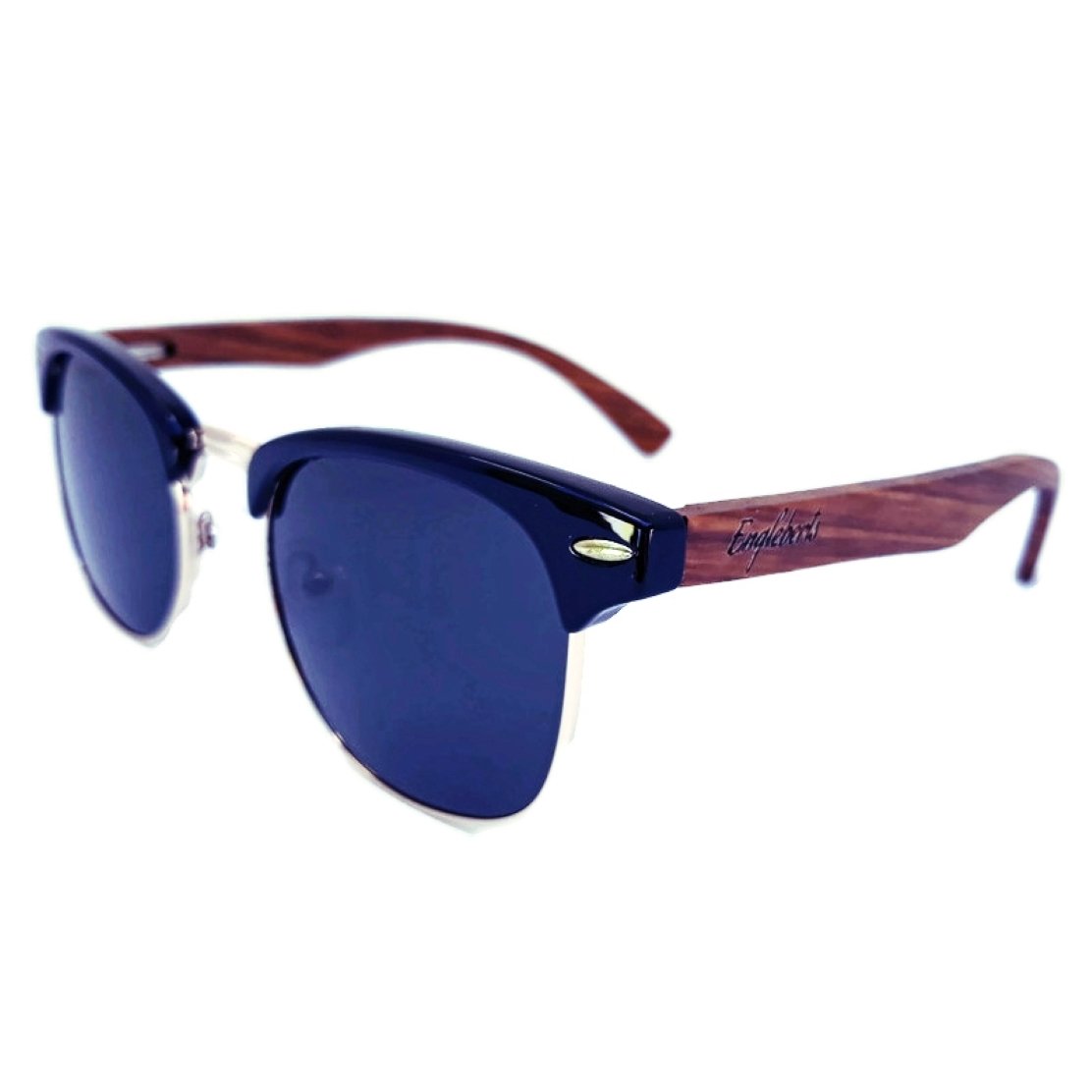 real walnut wood club style sunglasses with bamboo cas | dropsona - neutral - material texture