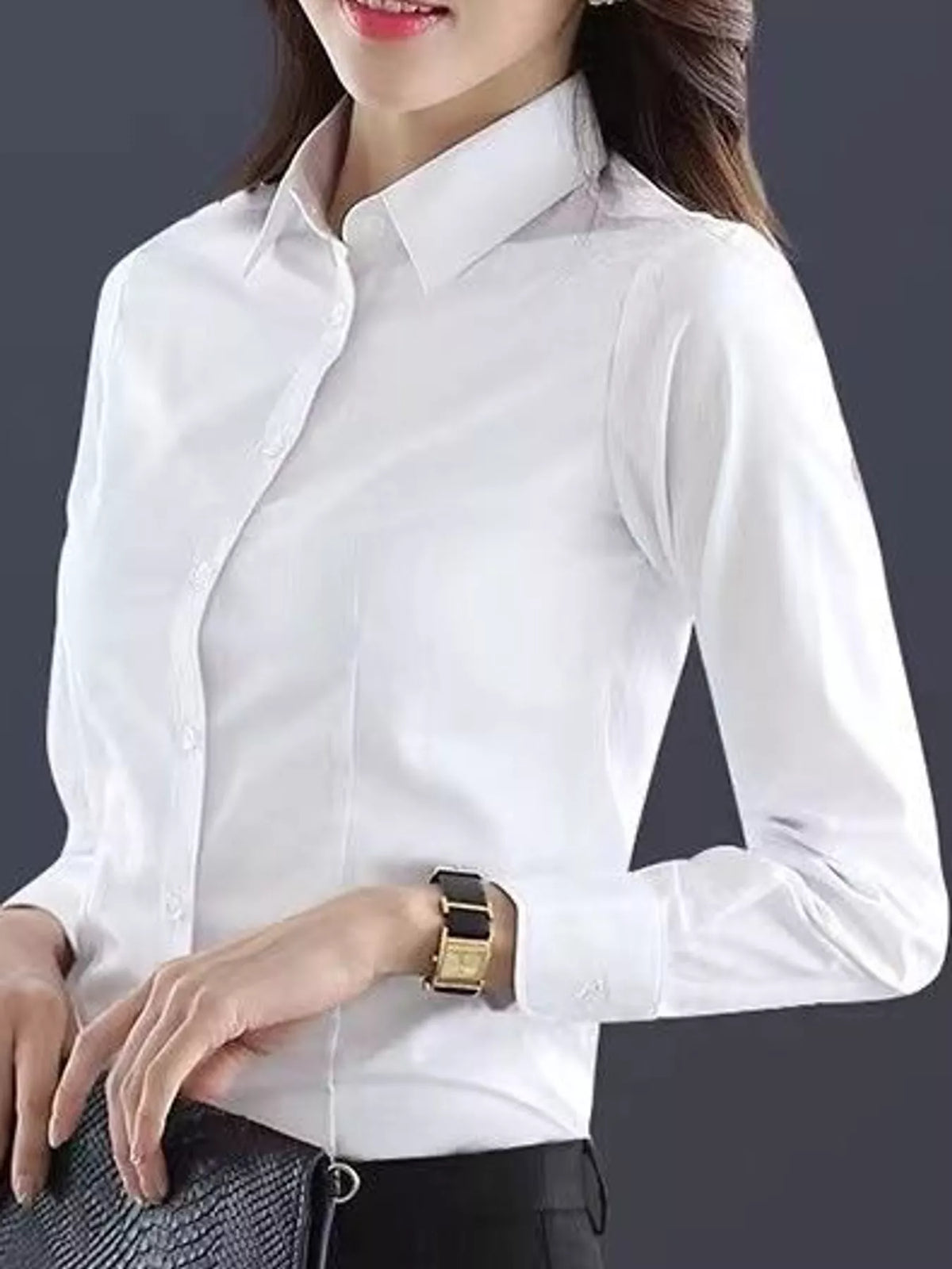 full size classic slim-fit button-down shirt plus | dropsona - neutral - front view