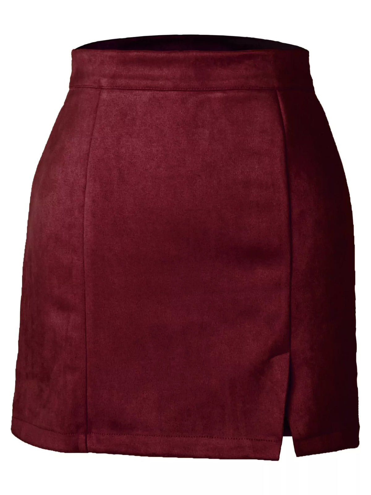 high-waisted slit skirt – zipper, slit, seam detail | dropsona - neutral - close-up detail