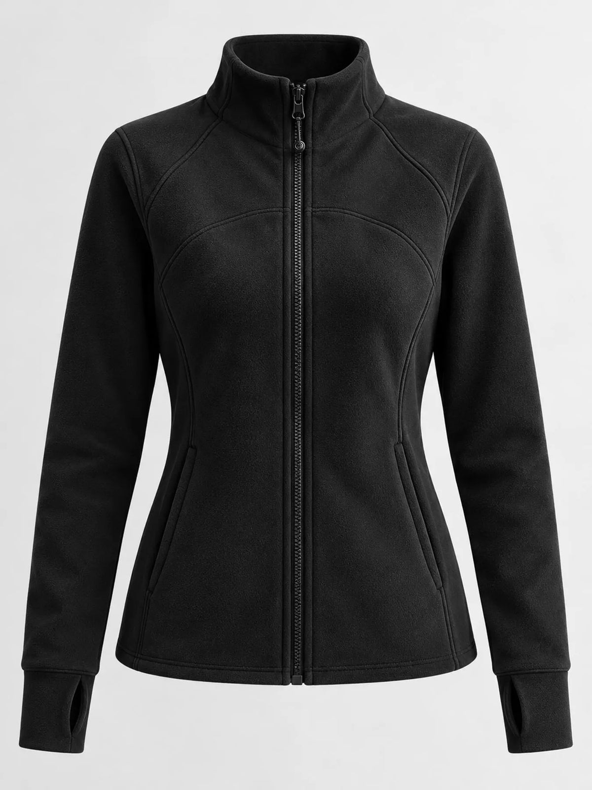 slim-fit full-zip active outerwear | dropsona - neutral - close-up detail