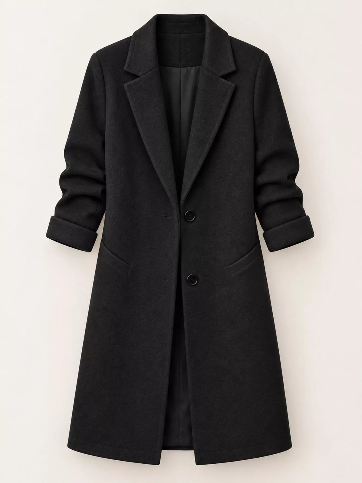 full size lapel collar button up coat plus | dropsona - neutral - material texture